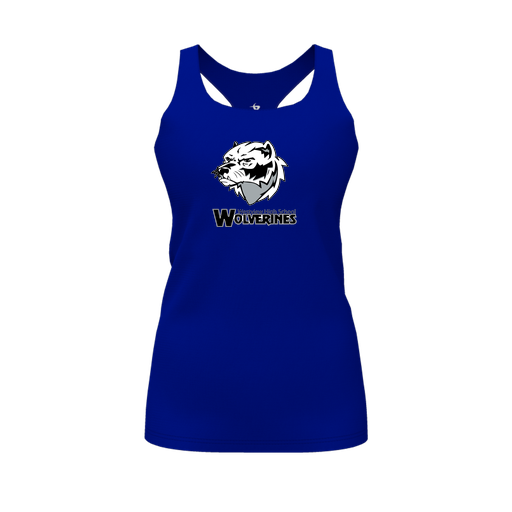 [CUS-DFW-RCBK-PER-RYL-FYS-LOGO2] Racerback Tank Top (Female Youth S, Royal, Logo 2)