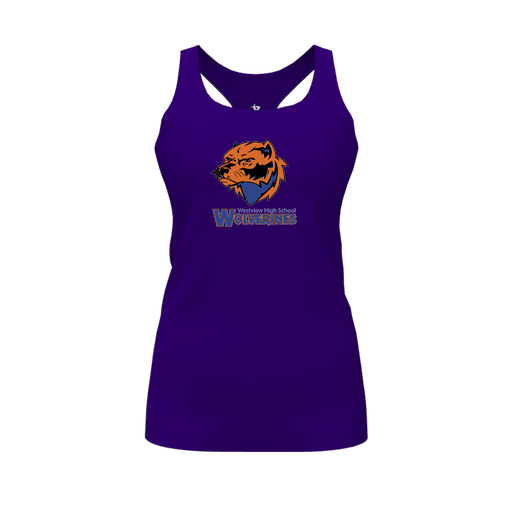 [CUS-DFW-RCBK-PER-PUR-FYS-LOGO3] Racerback Tank Top (Female Youth S, Purple, Logo 3)