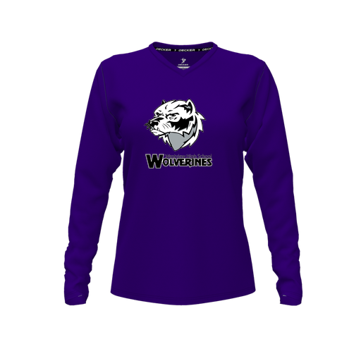 [FTLVCFPP-FYXS-LOGO2] Comfort T-Shirt (Female Youth XS, Purple, V Neck, Logo 2, Long Sleeve)