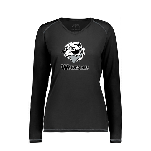 [6847.080.XS-LOGO2] Women's SoftTouch Long Sleeve (Female Adult XS, Black, Logo 2)