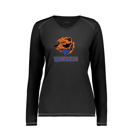 [6847.080.XS-LOGO3] Women's SoftTouch Long Sleeve (Female Adult XS, Black, Logo 3)
