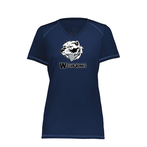 [6844.065.XS-LOGO2] Women's SoftTouch Short Sleeve (Female Adult XS, Navy, Logo 2)