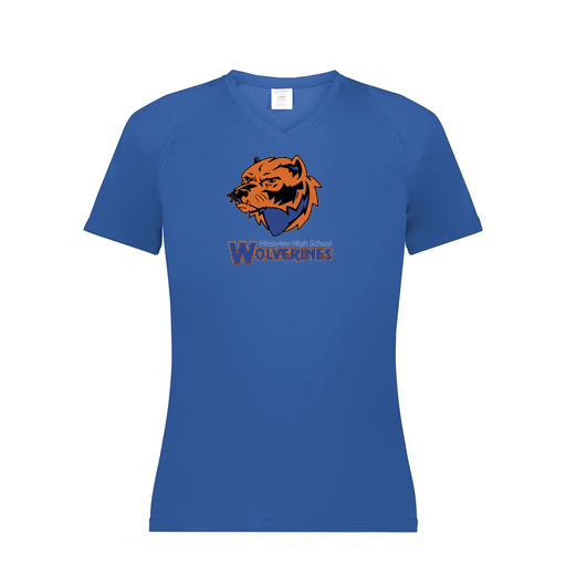 [2792.060.XS-LOGO3] Ladies Smooth Sport V-Neck T-Shirt (Female Adult XS, Royal, Logo 3)