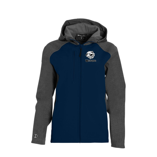 [229357.H03.XS-LOGO2] Soft Shell Full Zip Jacket - Womens (Female Adult XS, Navy, Logo 2)