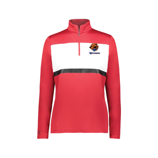 [222791.408.XS-LOGO3] Ladies Bold 1/4 Zip Pullover (Female Adult XS, Red, Logo 3)