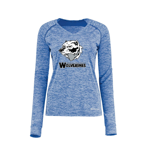 [222770.U55.XS-LOGO2] Ladies Electric Long Sleeve Shirt (Female Adult XS, Royal, Logo 2)