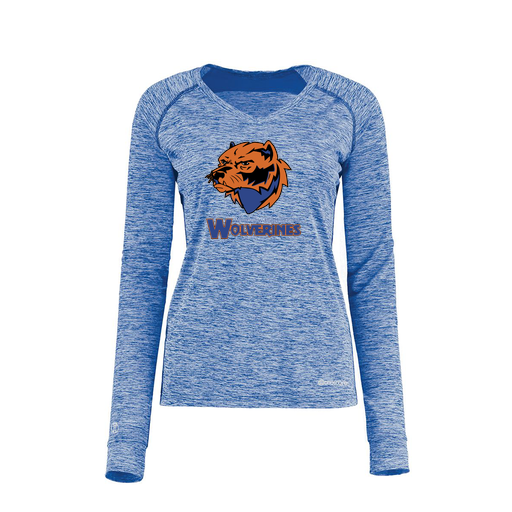 [222770.U55.XS-LOGO3] Ladies Electric Long Sleeve Shirt (Female Adult XS, Royal, Logo 3)