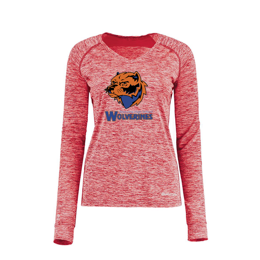[222770.T20.XS-LOGO3] Ladies Electric Long Sleeve Shirt (Female Adult XS, Red, Logo 3)