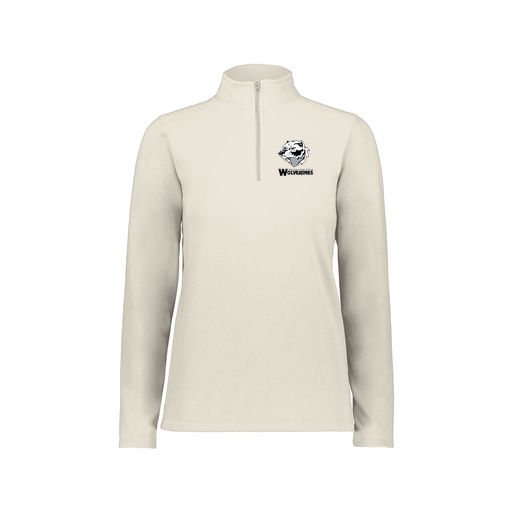 [6864.53T.XS-LOGO2] Ladies MicroFleece 1/4 Zip Pullover (Female Adult XS, White, Logo 2)