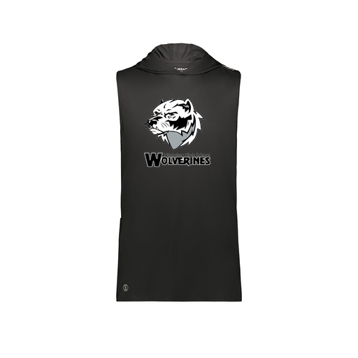 [222590.080.XS-LOGO2] Men's CoolDry Sleeveless Hoodie (Adult XS, Black, Logo 2)