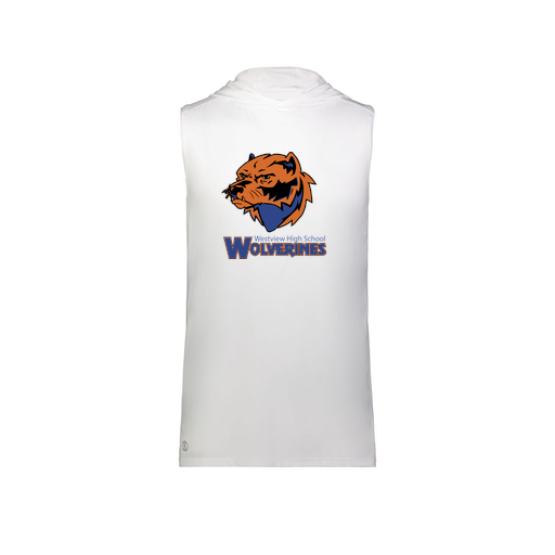 [222590.005.XS-LOGO3] Men's CoolDry Sleeveless Hoodie (Adult XS, White, Logo 3)