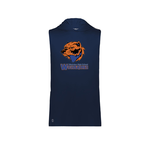 [222590.065.XS-LOGO3] Men's CoolDry Sleeveless Hoodie (Adult XS, Navy, Logo 3)