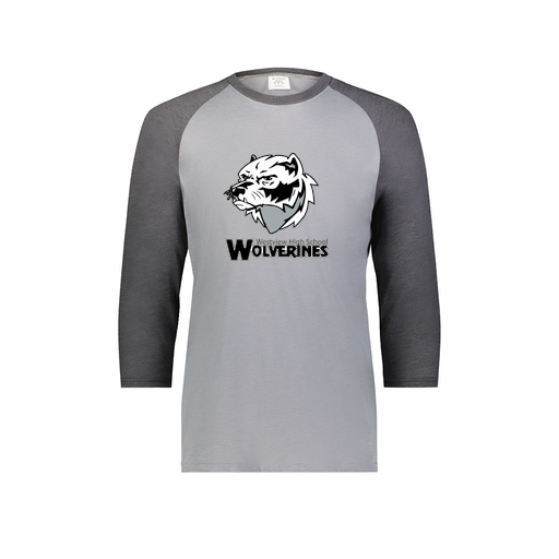 [6879.30V.S-LOGO2] Men's Vintage 3/4 Sleeve T-Shirt (Adult S, Gray, Logo 2)
