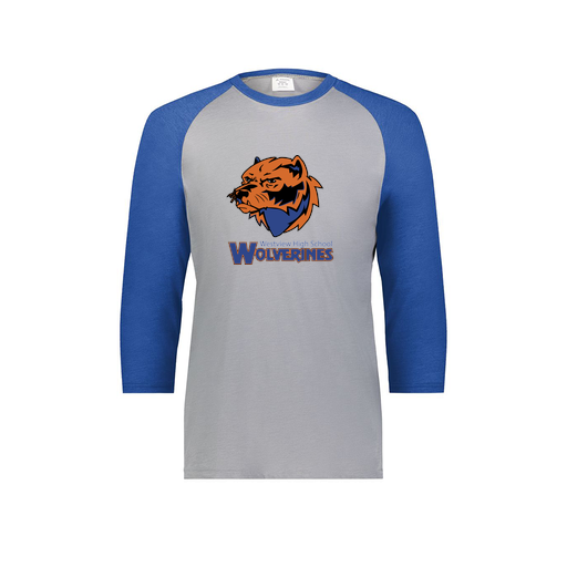 [6880.28V.S-LOGO3] Youth Vintage 3/4 T-Shirt (Youth S, Royal, Logo 3)