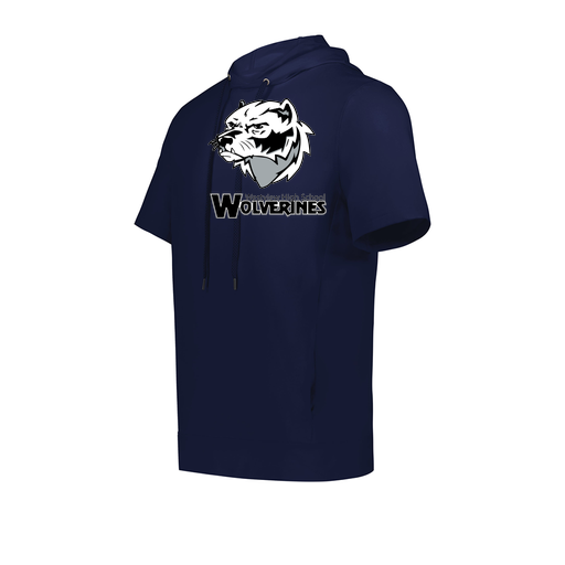 [222505.065.S-LOGO2] Men's Venturs Soft Knit Short Sleeve Hoodie (Adult S, Navy, Logo 2)