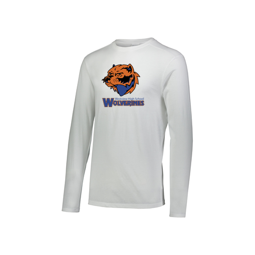 [FTLCUBWH-YS-LOGO3] Youth LS Ultra-blend T-Shirt (Youth S, White, Logo 3)