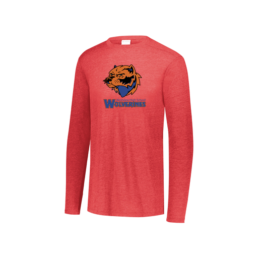 [FTLCUBRD-YS-LOGO3] Decker Youth Tri-Blend T-Shirt - Long Sleeve (Youth S, Red, Logo 3)