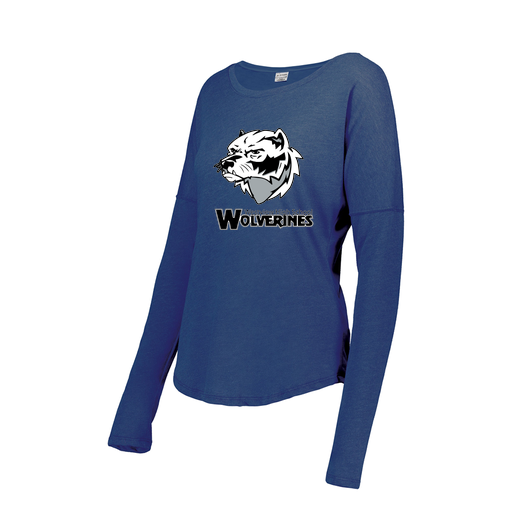 [FTLCUBRY-FAXS-LOGO2] Decker Women's Tri-Blend T-Shirt - Long Sleeve (Female Adult XS, Royal, Logo 2)